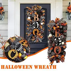 Halloween Wreath Pumpkin Skeleton Front Door Wreath Party Halloween Decorations. Halloween Decoration Wreath Pumpkin...