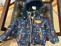Used Patagonia Reversible Tribbles Hooded Jacket - Size 2T Toddler Boys - Los Kooks (Surfing fish!) Tidepool Blue color...
