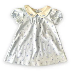 Carters Baby Girls Blue Floral Collared Dress - Puff Sleeve - Sz: 6 Months.