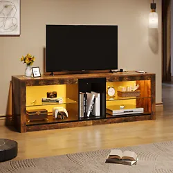 No worry, RGB TV stand features Power Strip with surge protection to get your space tidy and organized. AC Outlet:...