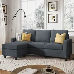 HONBAY Convertible Sectional Sofa, L Shaped Couch with Reversible Chaise for Small Space, Dark Grey. Style Sectional....