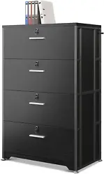 Large Capacity: The four large drawers provide ample storage for files. Files of various sizes are neatly arranged in...