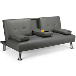 This futon sofa bed is made of high quality artificial leather and iron material. It is sturdy and durable to use. The...