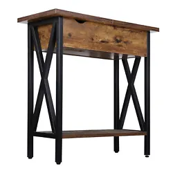 【Narrow End Table】The narrow side table size is 24.1 11.4 24 in. The practical top open shelf design gives...