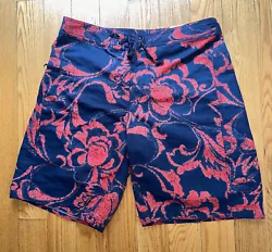 Patagonia Mens Board Surf Swim Shorts Wavefarer Size 34 Navy Blue Red Floral. Condition is New with tags. Shipped with...