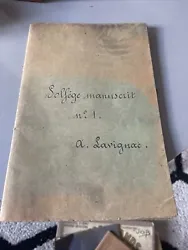 Réf 141 Ancien Solfege Manuscrit 1925 Conservatoire Royal Bruxelles Lavignac.