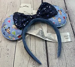 Disney Loungefly Park Icons Blue Minnie Ears Headband Castle Mickey Balloons New.