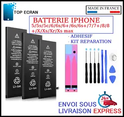 IPHONE 5 5S 6 6S 7 7 PLUS 8 PLUS X XR XS XMAX XSMAX. QUALITER AAA+. BATTERIE COMPATIBLE IPHONE. LES MODELES COMPATIBLE...