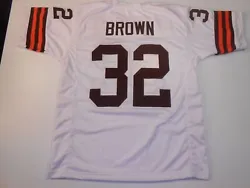 You are buying a Unsigned Custom Made Jim Brown White Jersey. ALSO.order 100.00 bucks or more of any unsigned jerseys...