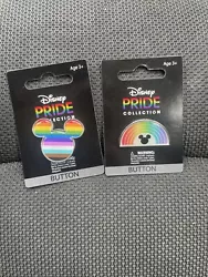 Disney Pride Collection 2 Button Pins Mickeys Head & Mickeys Head Under A Rainbw. Condition is New. Shipped with USPS...