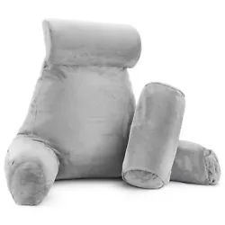 Large Soft Foam Reading & TV Relax Pillow +2 Neck & Lumbar Pillows, With Pockets.