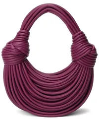 Color/material: fuchsia leather. Design details: gold-tone hardware, leather bands that are gathered together. Measures...