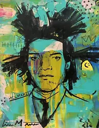 jean michel basquiat original art painting portrait street graffiti signed Liam.