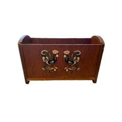 Vintage Wooden Magazine Rack Rooster Chicken Decals Midcentury Freestandinggood condition, see photos, some light...