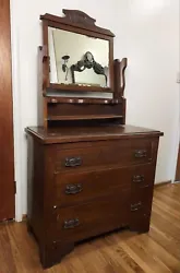 1800s 3-drawer dresser with mirror top  Approx Dimensions: 34