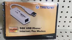 This is for a Brand New TRENDnet 56K USB Phone/Internet/ Fax Modem TFM-561U. The package is still factory sealed, never...