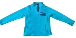 PATAGONIA Snap T Fleece Girls Size XXL 16-18 Teal Green. Small marking on elbow (see photo)