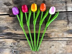 (They are handmade and hand painted. The color is very shiny. The tulip has made from birch wood. This set include 5...