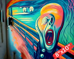 The Scream GraffitiPainting. High Resolution Giclee Art Print on 100% Real High Quality Woven Canvas.