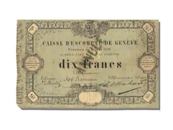 10 Francs Type Caisse dEscompte de Genève, 2 Août 1856, Pick S311 (Billets>Etrangers>Suisse).