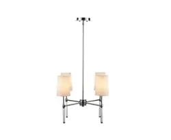 Globe Electric Jules 4-Light Chandelier with Crystal Accents and Fabric Shades.
