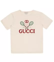 NWT Gucci short-sleeved T-shirt with maxi tennis logo. 100% Authentic 100% cotton jersey (soft & stretchy)Hand wash...