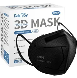 PalmJoy Black KN95 Improved Standard GB2626-2019 Face Mask 20 pk Box.