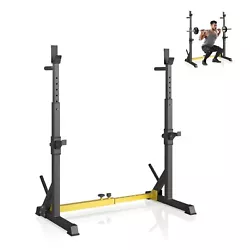 UPGRADED CONSTRUCTION - The squat rack stand is stronger and safer than the regular Barbell Dumbbell Rack. A crossbar...