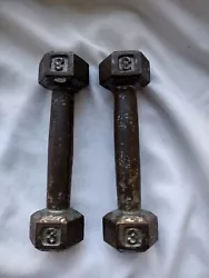 Cast Iron Hex Dumbbell (Pair) - 3lb Each - 6lbs Total Weight Dumbells. In very used condition.