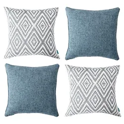 Perfect Size: NO PILLOW INSERT. Color: Linen-Blue Because of different screens display, the color of the actual pillow...