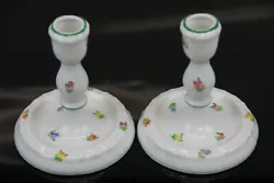 HAND PAINTED 7915. PAIR OF CANDLE HOLDER STICKS HUNGARY. LETS MAKE A DEAL. ANOTHER QUALITY ESTATE FIND.