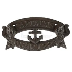 Captains Quarters Sign # K-184S-49005. New wall plaque. Made of cast iron. Great for lake house or man cave.