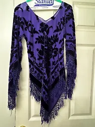 Handmade sheer Purple Velvet formal overlay top with floral pattern with fringe sleeves. Bough from a local artisan....