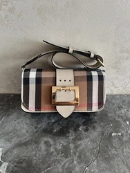 Burberry Check Leather Canvas Shoulder Bag Womens Smallsize 23 cm x 13 cm x 7cm very goos used condition