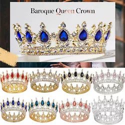 Full Round Crystal Queen Crown for Women, Rhinestone Tiara Cake Topper for Birthday Pageant Prom Wedding Baby...