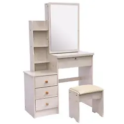 1 × vanity table include dresser mirror. 1 × cushioned stool. To make life better, we always try hard. Modern...