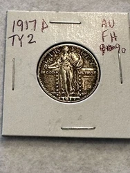 This 1917 quarter features the iconic Standing Liberty design on its face, with a 