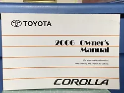 Get your hands on this original 2006 Toyota Corolla Owners Operator Manual. With 294 pages of detailed information on...