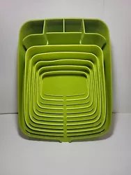 Joseph Joseph Extend Steel Expanded tiers Dish Rack with Draining Spout Avocado.