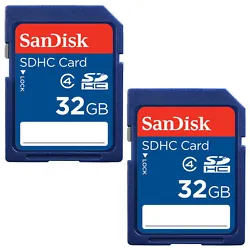 For use in all kinds of digital devices with SDHC™ card slots. SanDisk SDHC32GBCards Class 4. Capacity: 32GB x 2...