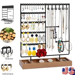 5-Tier Wooden Tray Jewelry Organizer for Earrings Necklaces Bracelets Watches and Rings. Enough to hold all your...