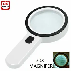 Magnification: 30X. High Definiton Premium Optical Magnifier. Illuminate While You Magnify. 12 LED lights provide the...