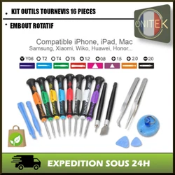 8 tournevis de précision aimantés a vec poignée antidérapante. Compatible tablettes Apple iPhone tous modèles,...