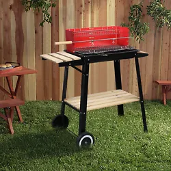 Equipped with 2 wheels, this grill can be moved around effortlessly. Enjoy roasting and grilling with our charcoal BBQ...
