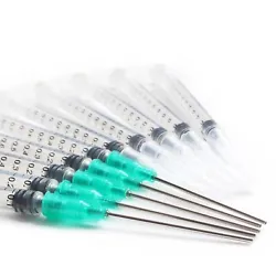 Non-Sterile, Disposable Stainless Steel Dispense Needles. 10 ----1 ML Global Syringes (with Bold Precies Scale...