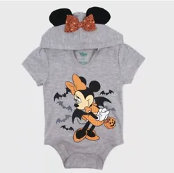 Disney Baby Minnie Mouse Bow Ears Hooded Halloween Bodysuit Onesie new born Condition is New with tags