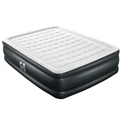 Queen-sized inflatable air mattress fits 2 adults. Includes 1 air mattress, 1 storage bag, 1 repair patch. Type...
