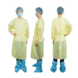 Disposable Isolation Gowns, yellow, 30g pp, 100 per box.