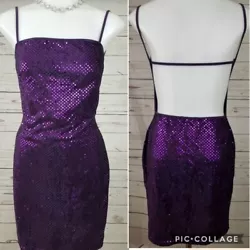Sexy purple sequins open back Dress. Length 31.5