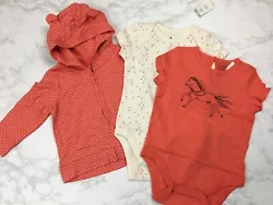NEW WITH TAGS - Baby Gap Girls 3 Piece Set - Hoodie and 2 Bodysuits Onesies. All pieces are size Infant 12-18 months...